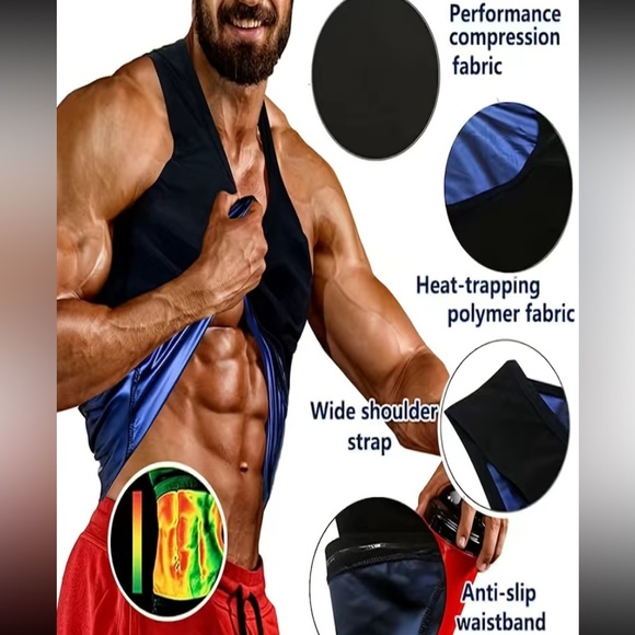 NWOT Men’s Tight Fit High-Stretch Sauna Sweat Crewneck Pullover Tanktop Multiple - Picture 10 of 11